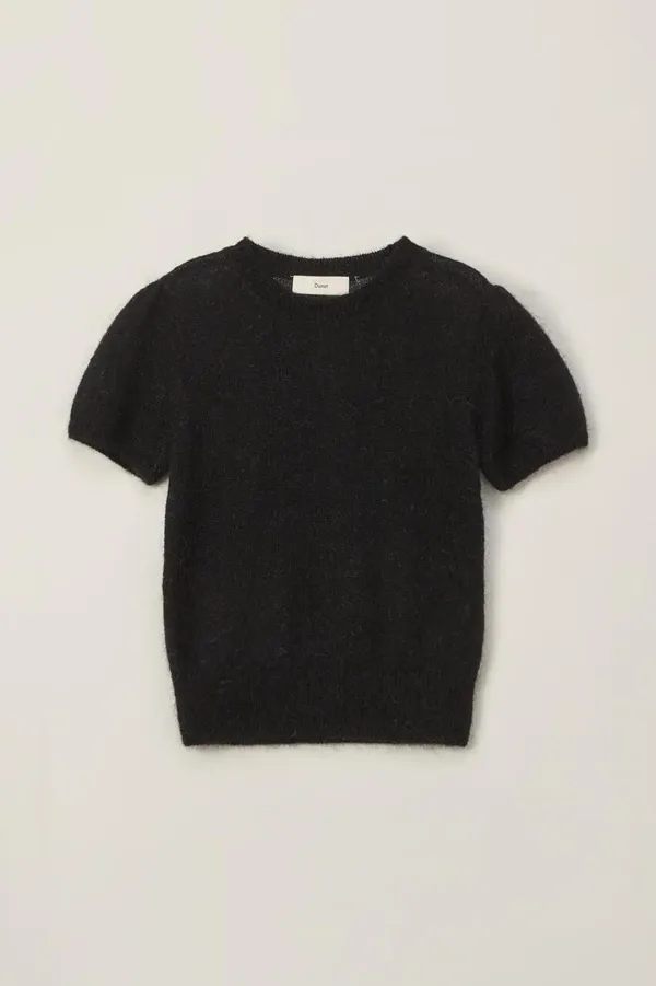 PETIT HALF SLEEVE KNIT TOP BLACK