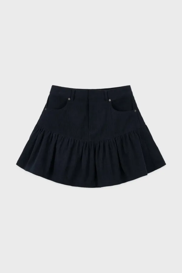 Flare Corduroy Mini Skirt (Navy)