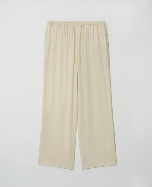 Silky Pajama Tuck Pants_CREAM