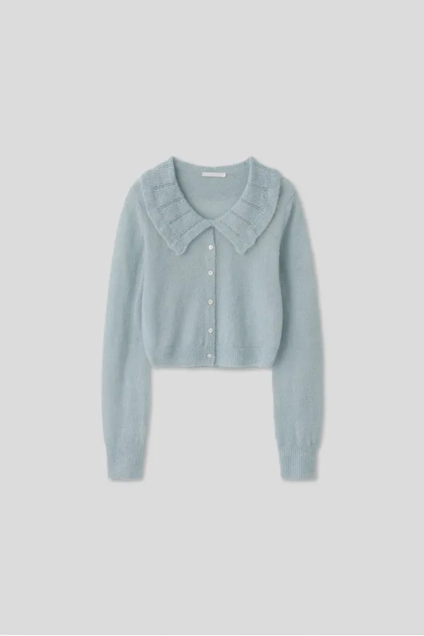 T/T Shell collar knit cardigan (skyblue)