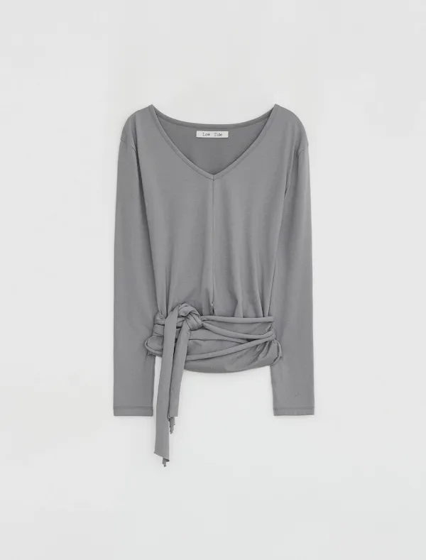 V-NECK TIE T-SHIRT [GREY]