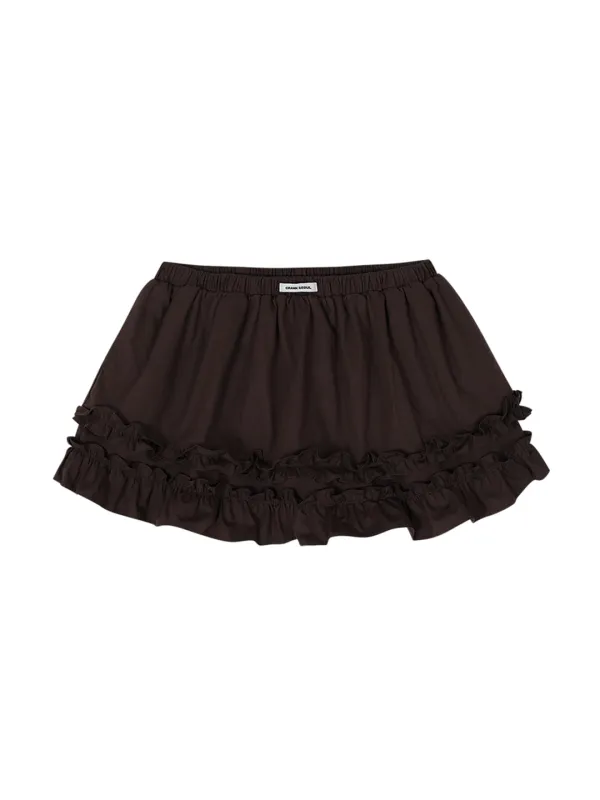 FRILL LAYERED MINI SKIRT_BROWN