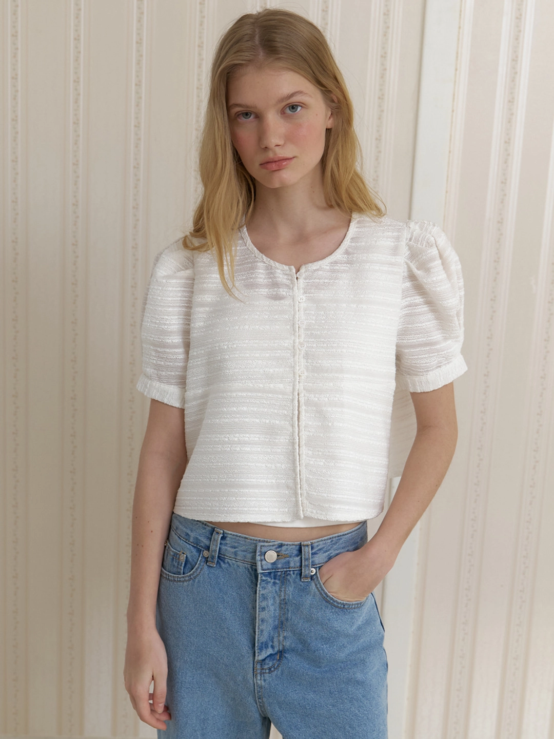 어몽 A PUFF BLOUSE JACKET_WHITE 상품 이미지 1