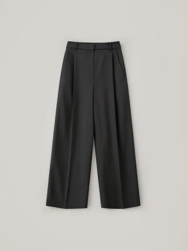 Twill Tuck Slacks - Charcoal