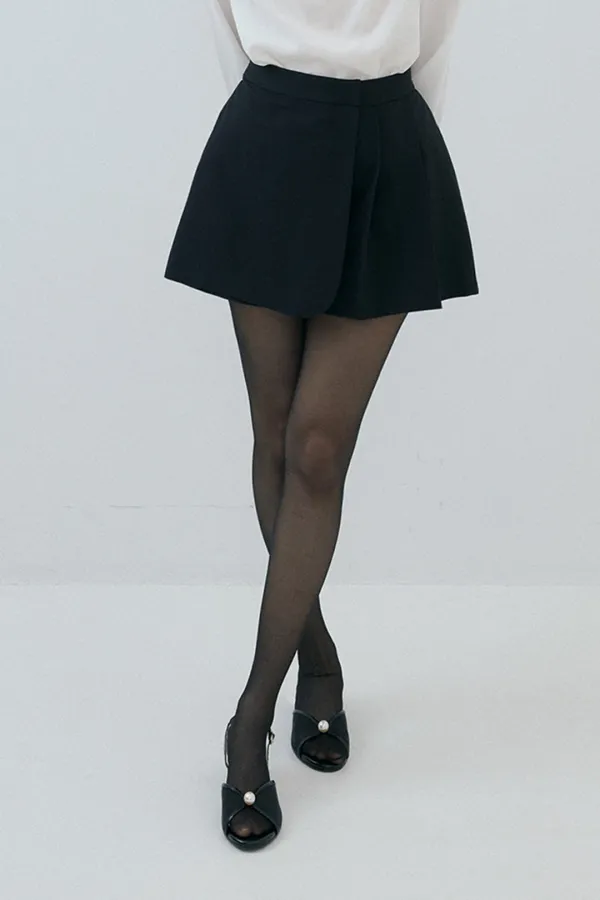 Pleated Wrap Mini Skort (black)