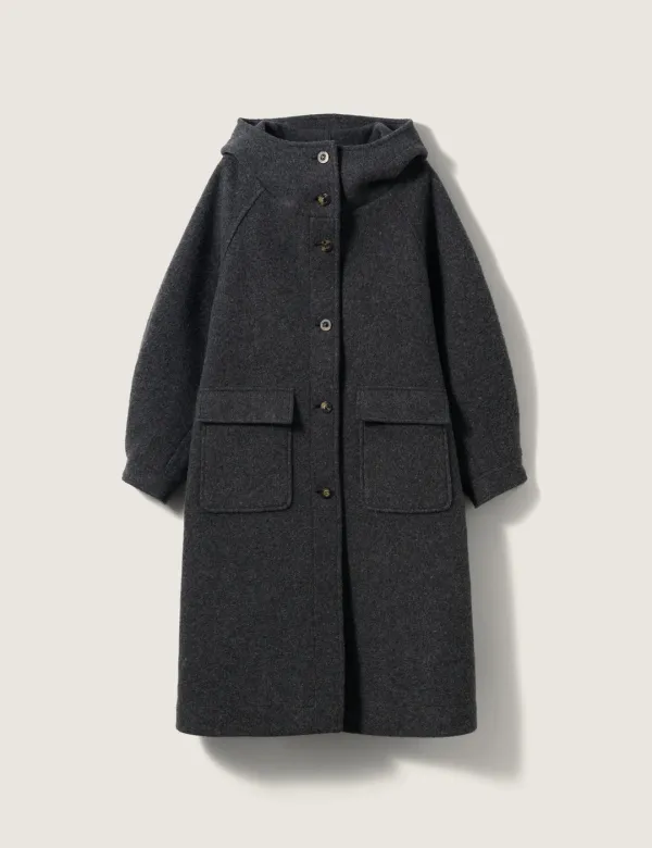 Hooded Balmacaan Coat (Charcoal)