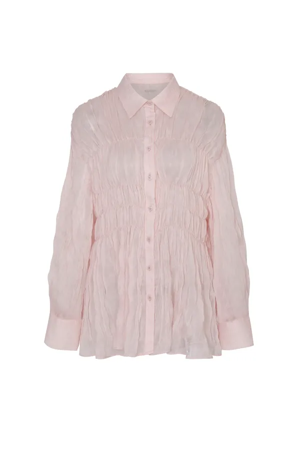 MEMORY SHIRRING SHIRT pink