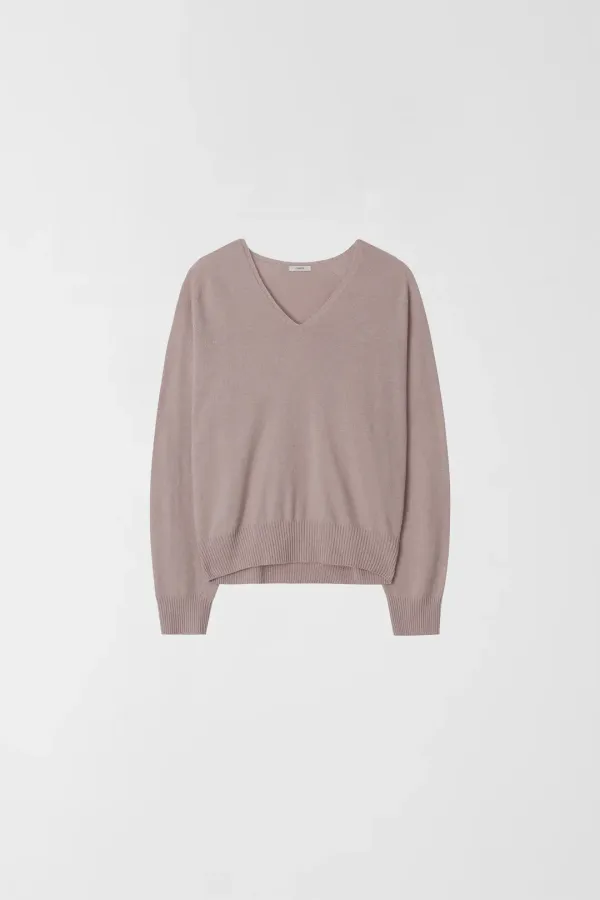 CASH MERINO V-NECK KNIT_MAUVE PINK_OE1C2MKN11MPK
