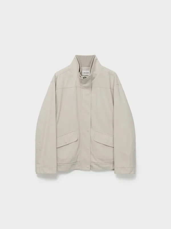Washed Cotton Rib-Collar Jacket_Cream