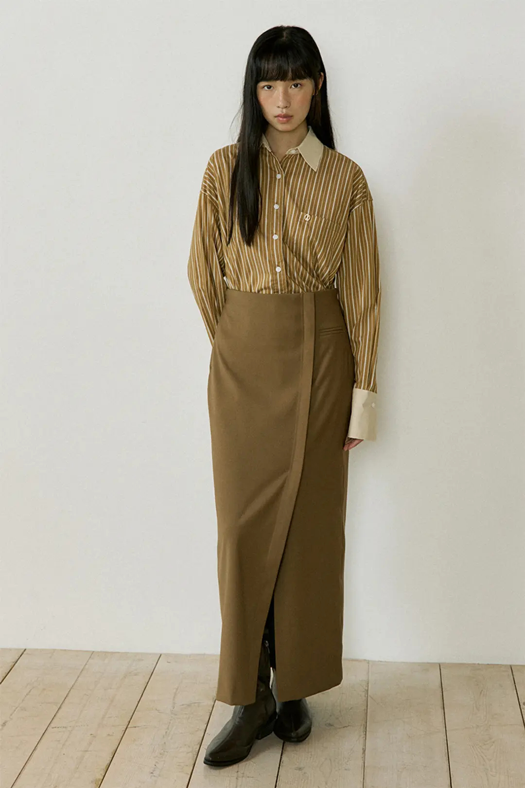 루시르주 Wrap Maxi Skirt (brown) 상품 이미지 2