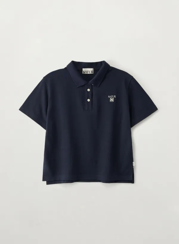 (W) Loren Pique Polo T-Shirt - Navy