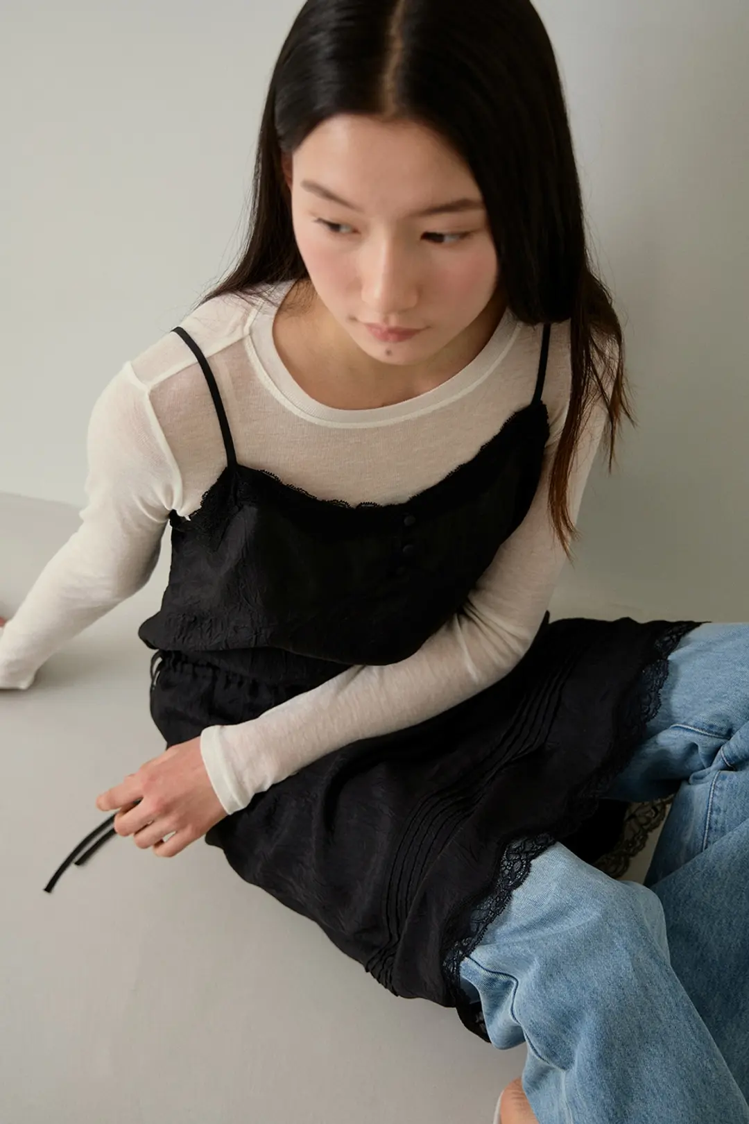 블랭크공삼 camisole lace dress (black) 상품 이미지 2