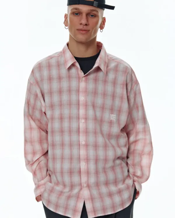 CENTAUR OVER FIT CHECK SHIRT_PINK