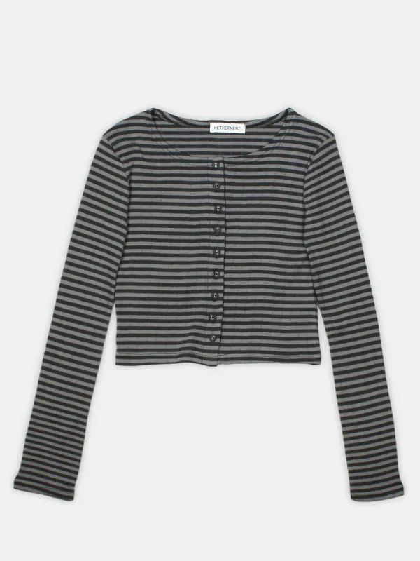 stripe jersey cardigan (charcoal)