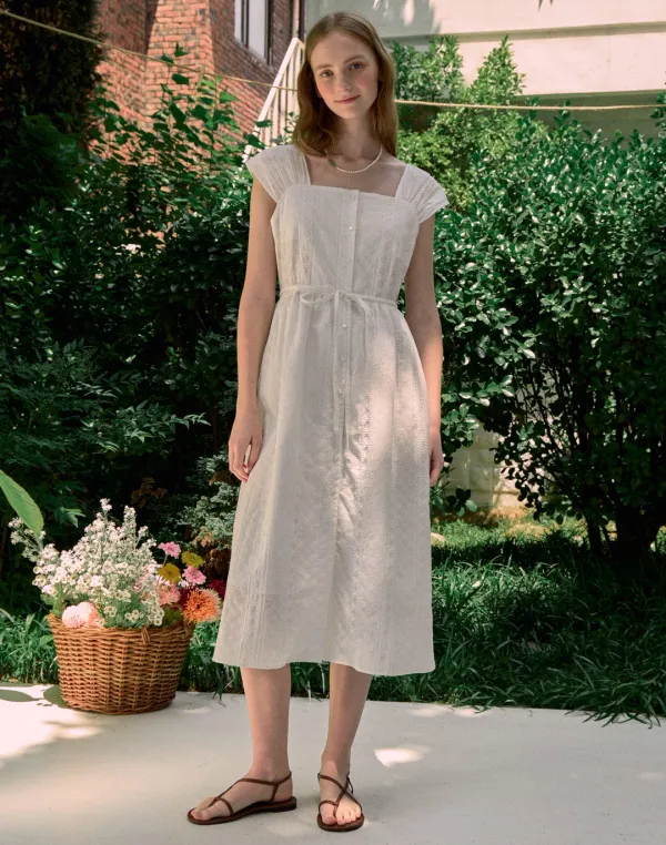 Raina Lace Sleeveless Dress - White