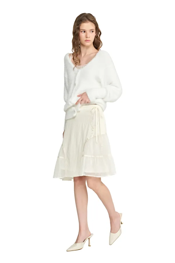 Rose terrace ruffle skirt, Ivory