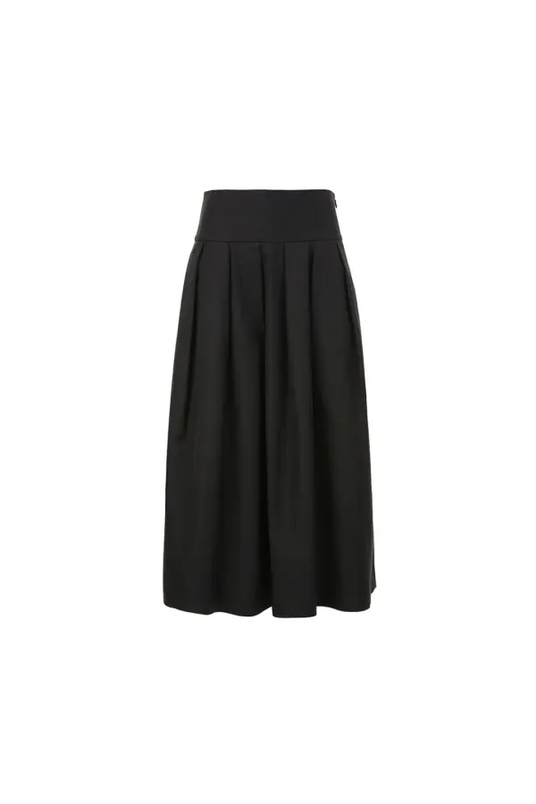 Pleated Balloon Skirt, Black