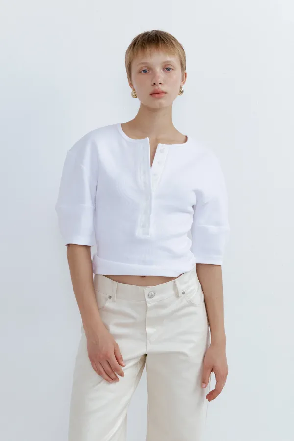 Curved Button Top_Off White