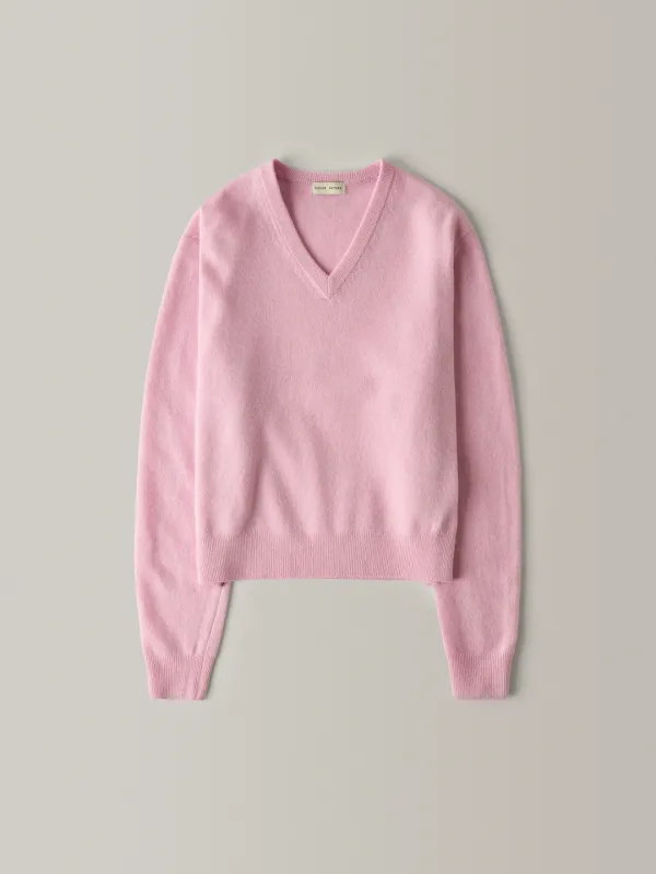 에센셜 브이넥 니트_fog pink