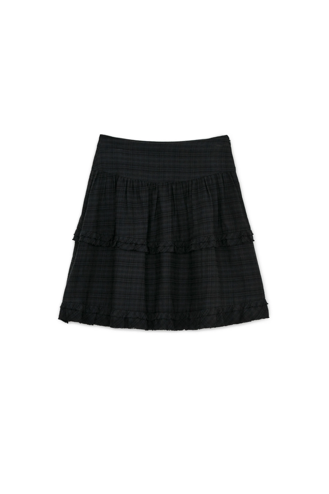 썬번프로젝트 FRILL MIDI SKIRT, BLACK 상품 이미지 1