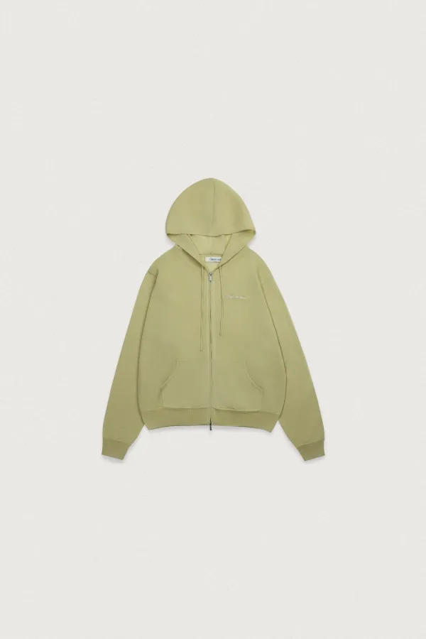 VISCOSE HOOD KNIT ZIP-UP [YELLOW GREEN]