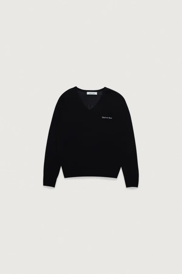 [2차 REORDER] VISCOSE V-NECK KNIT [BLACK]