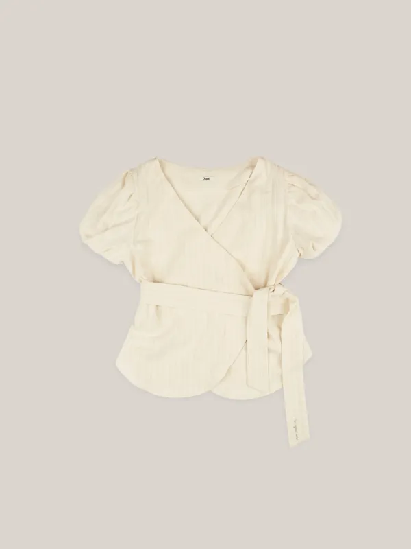 FLORA WRAP BLOUSE  [ BEIGE ]