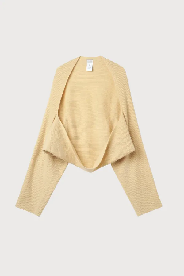 Part.3 Wolegarment knit bolero (butter/black)