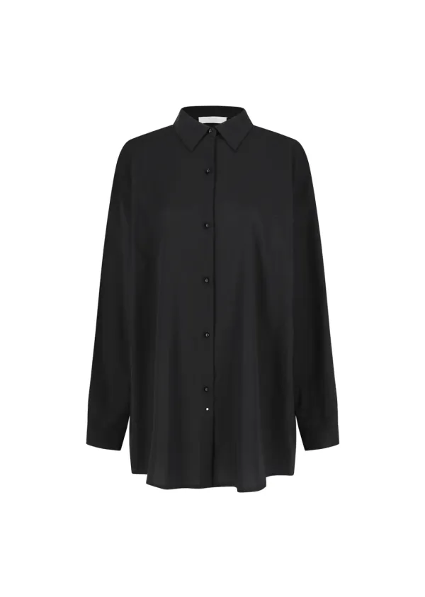 sheer cotton classic shirts, black