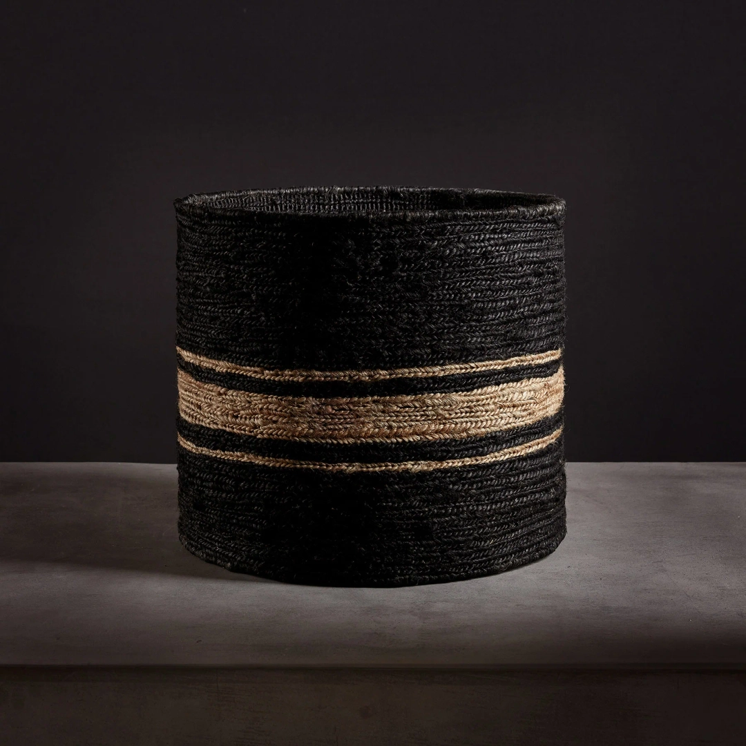 제임스펄스 Jute Basket 18 X 16 - Charcoal/Natural Stripe 상품 이미지 1