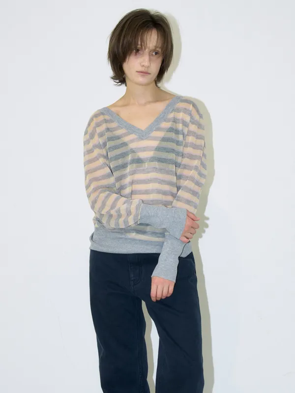 Sheer Stripe Knit [Gray]
