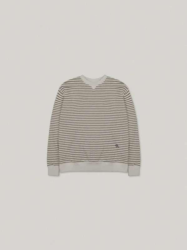 Shoofl Stripe Over Fit Sweat Shirt - Brown슈플 스트라이프 오버핏 스웻셔츠
