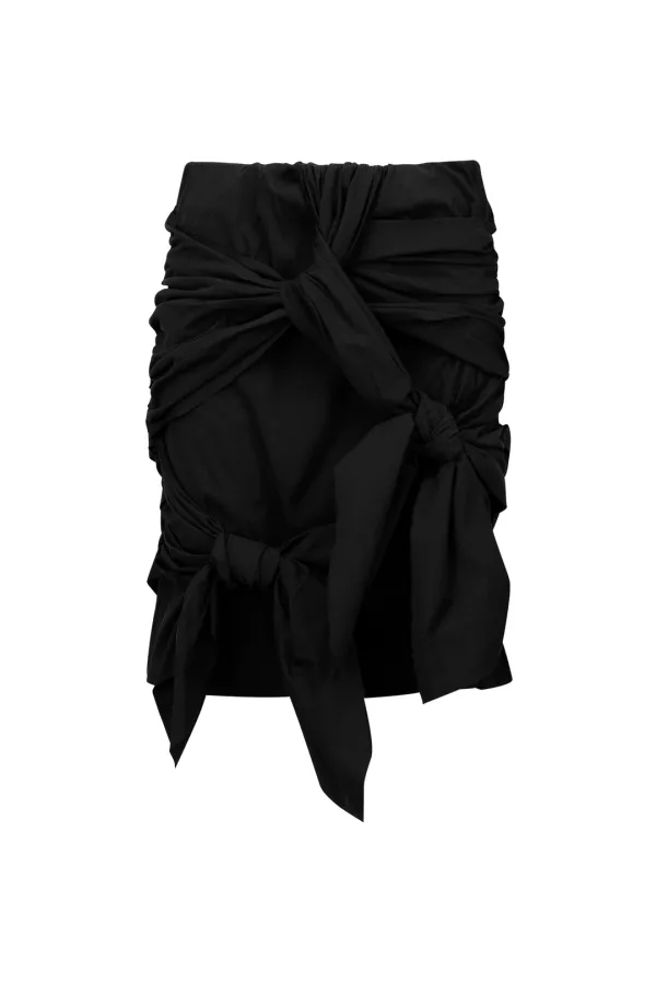 TWIST TIE MIDI SKIRT BLACK