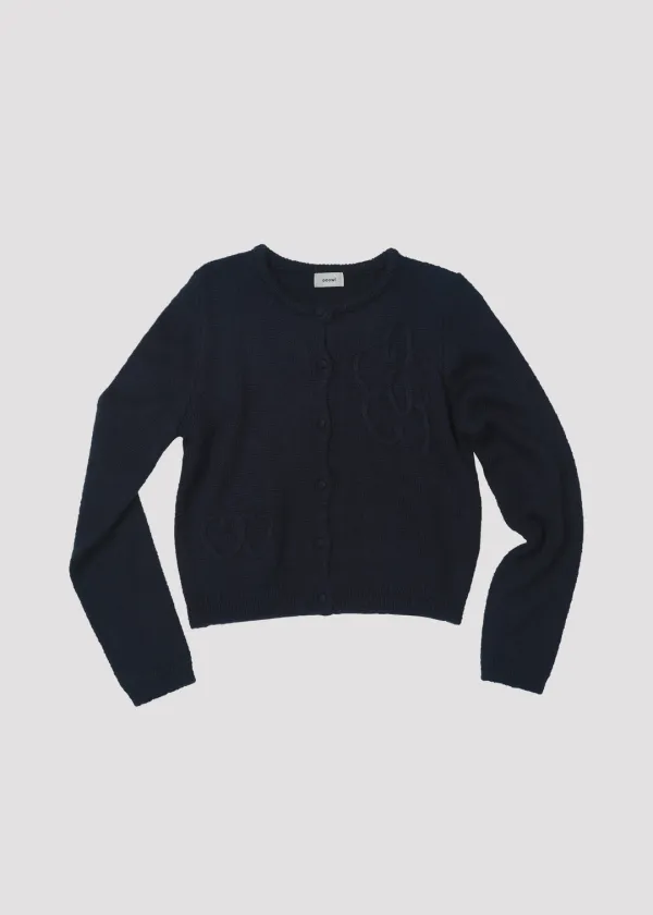 MOHAIR CARDIGAN HEART FLOWER NAVY