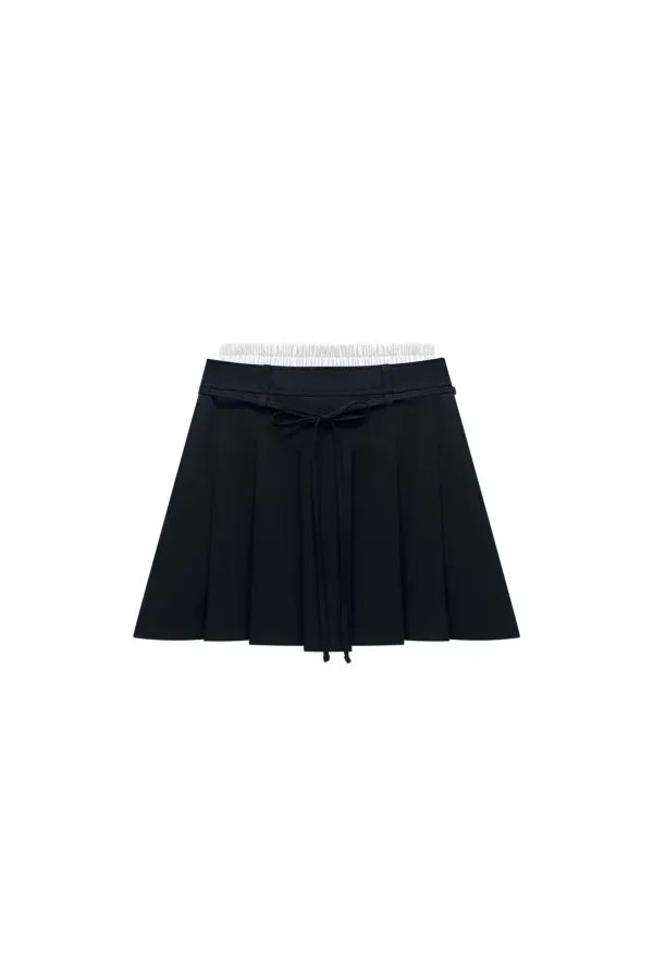 MILD PLEATS SKIRT PANTS / BLACK