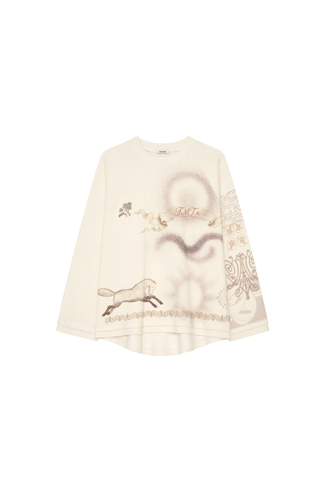 투머치택스 ORNAMENT WAFFLE OVERSIZED LONG SLEEVE T-SHIRT 상품 이미지 1