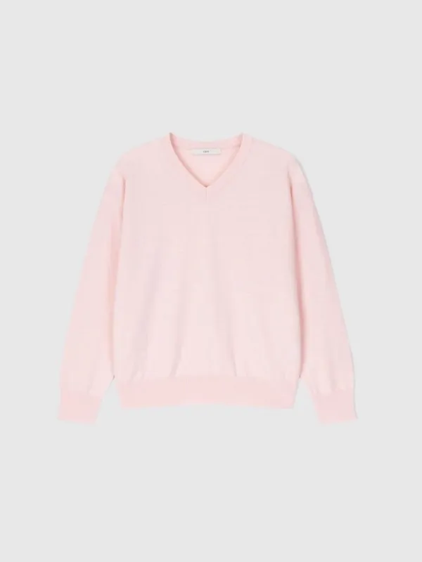 Kira Cashmere V-Neck Knit (Powder Pink)