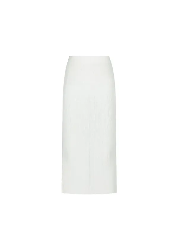 Pleats Knit Maxi Skirt, White