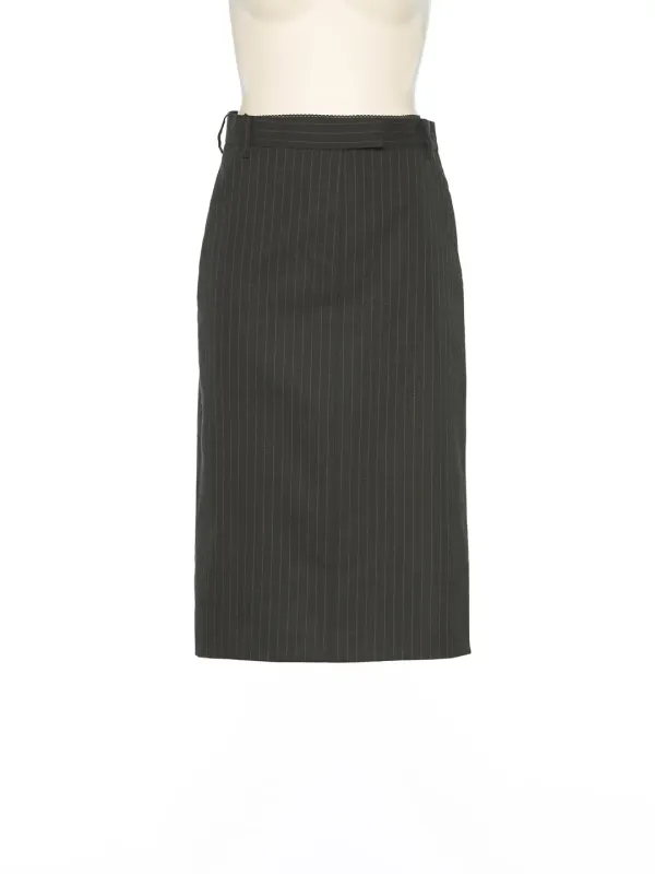 PS25 KHAKI STRIPE H LINE SKIRT