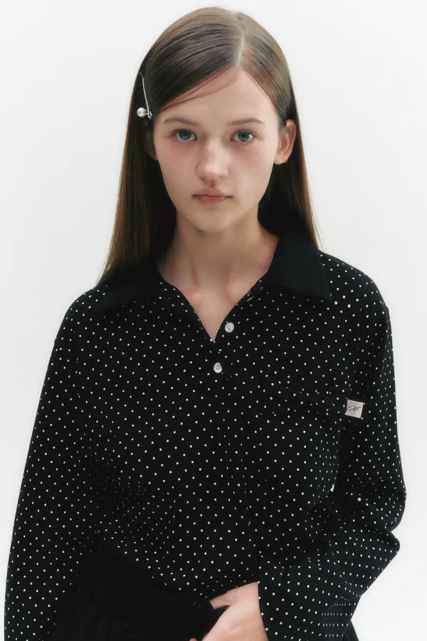 Ribbon Dot Pk T-Shirt Black