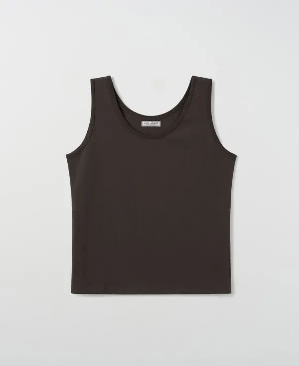 Boxy Fit Cotton Sleeveless Tee_BROWN