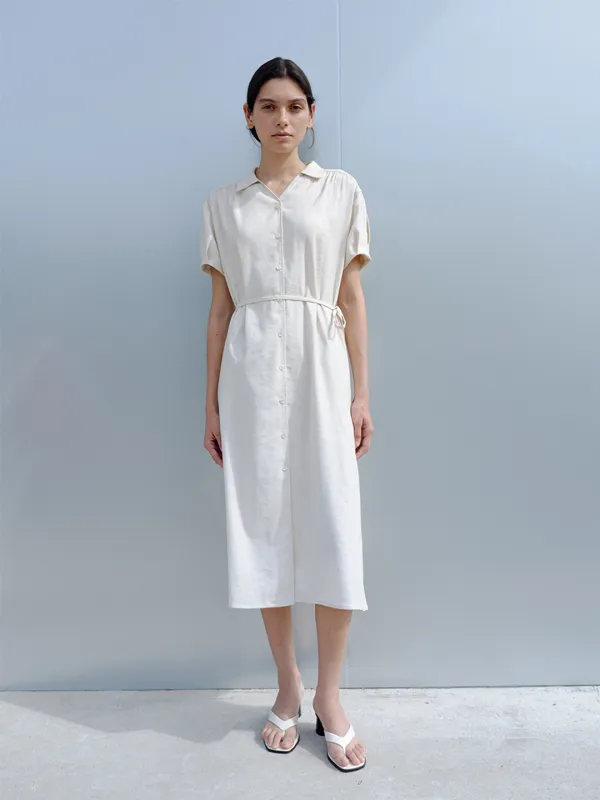 TIR PUFF SHIRT DRESS_CREAM