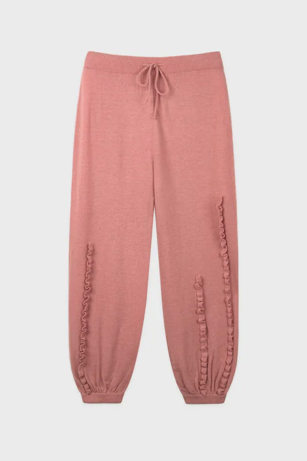 Ruffle Easy Pants (Dusty Pink)