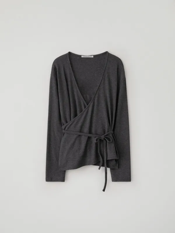 Draped Wrap Cardigan(Charcoal)