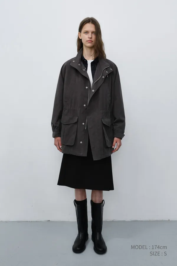 [EXCLUSIVE] UNISEX MODERN FIELD JACKET WASHED CHARCOAL GREY_UDJU6C109W2