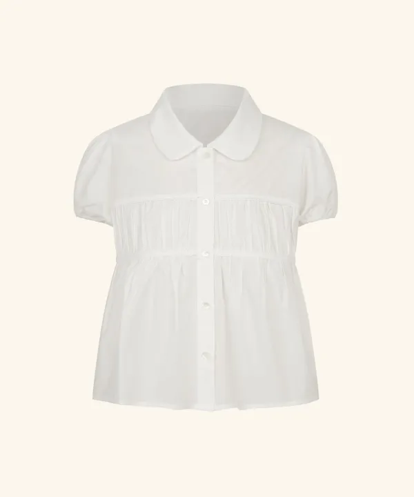 [6/12 순차배송] Shirring Volume Shirt Blouse ( White )