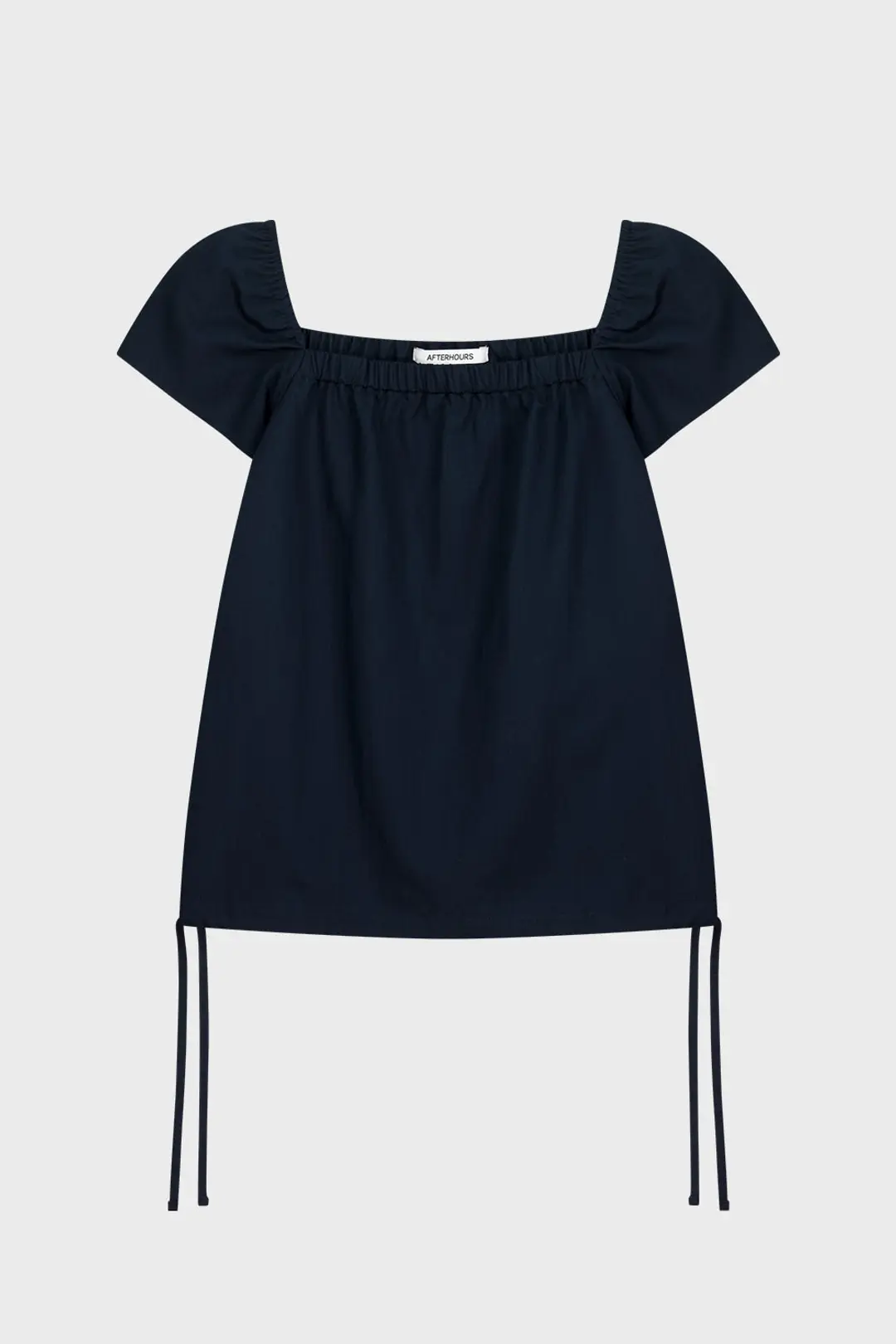 애프터아워즈 RIBBON SHIRRING BLOUSE (NAVY) 상품 이미지 1
