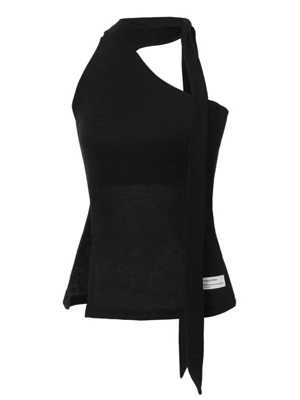 [7th Reorder] Birth Slit Scarf Top (black)
