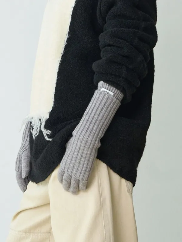 Knitted Warmer Gloves [Light Gray]