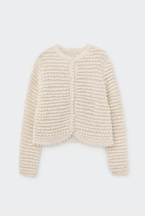 BOUCLE HAND-KNIT CARDIGAN (IVORY)